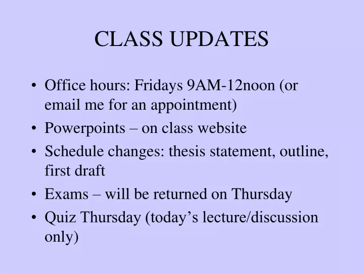 class updates