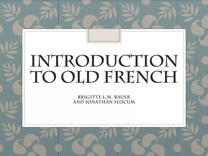 introduction to old french