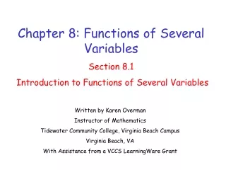 Chapter 8: Functions of Several Variables Section 8.1