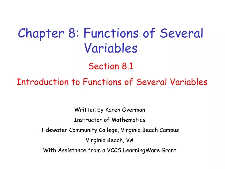 chapter 8 functions of several variables section