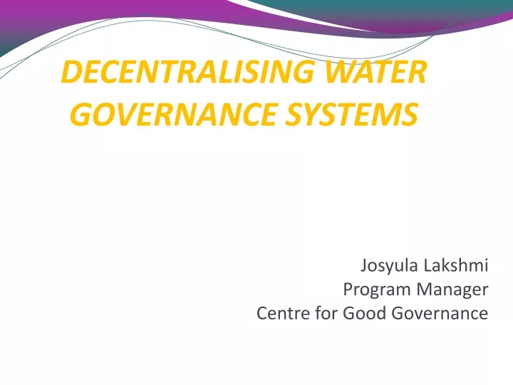 decentralising water governance systems