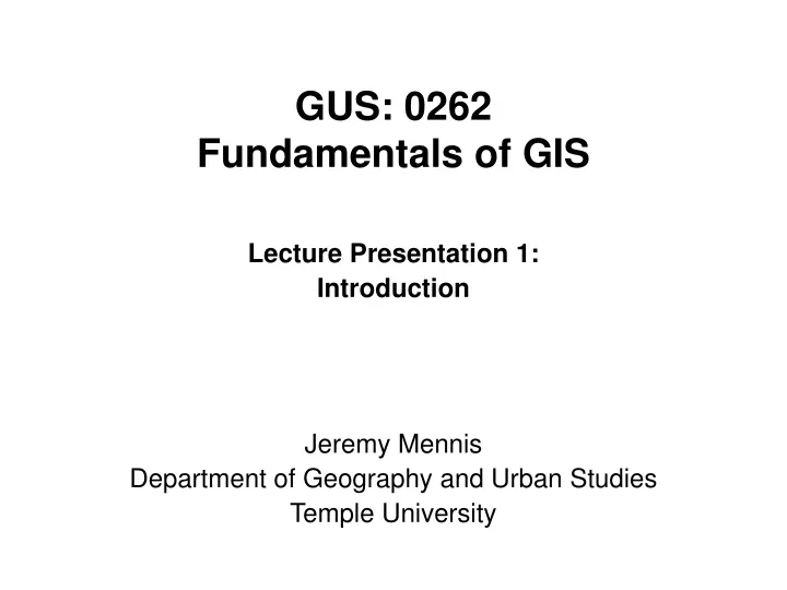 gus 0262 fundamentals of gis