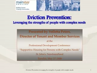 Eviction Prevention: Leveraging the strengths of people with complex needs