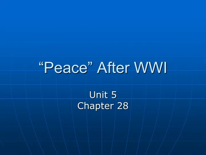 peace after wwi