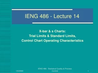 IENG 486 - Lecture 14