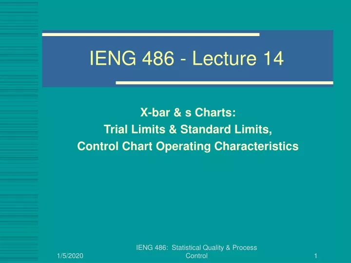 ieng 486 lecture 14