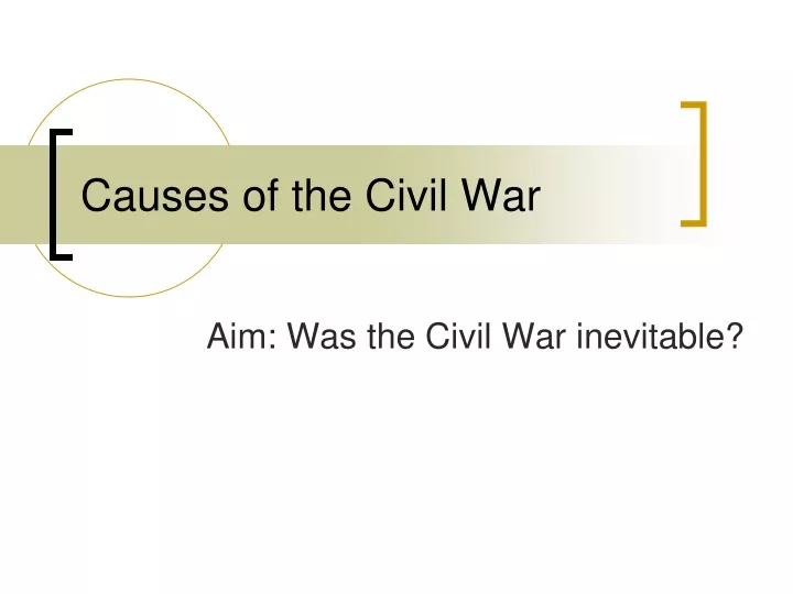 causes of the civil war