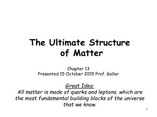 The Ultimate Structure  of Matter