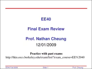 ee40 final exam review prof nathan cheung