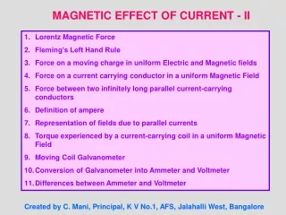 MAGNETIC EFFECT OF CURRENT - II