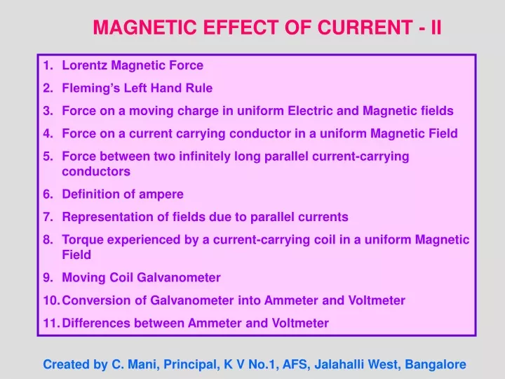magnetic effect of current ii