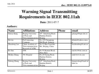 Warning Signal  Transmitting  Requirements  in IEEE 802.11ah