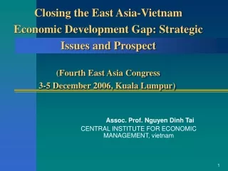 Assoc. Prof. Nguyen Dinh Tai CENTRAL INSTITUTE FOR ECONOMIC MANAGEMENT,  vietnam