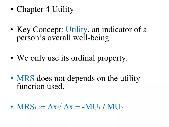 chapter 4 utility key concept utility