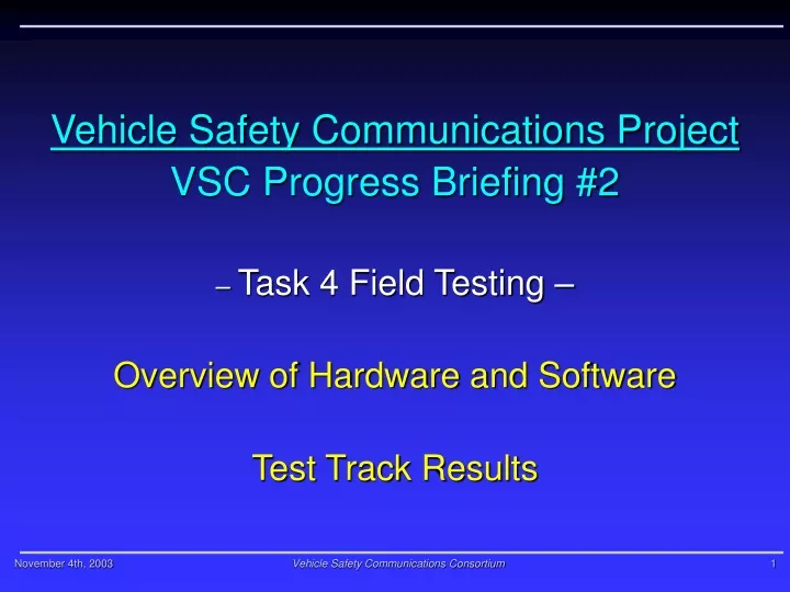 vehicle safety communications project