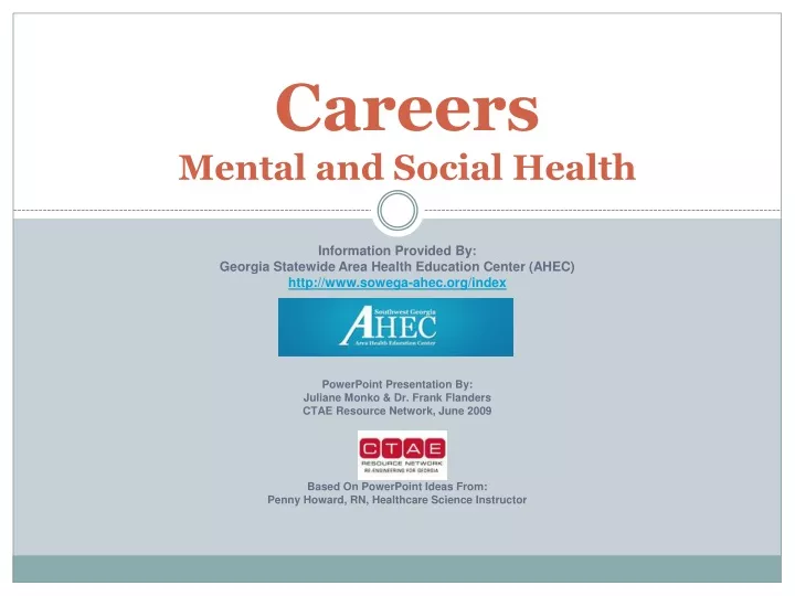 careers mental and social health