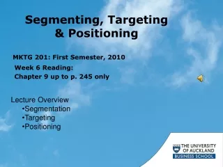 Segmenting, Targeting  &amp; Positioning
