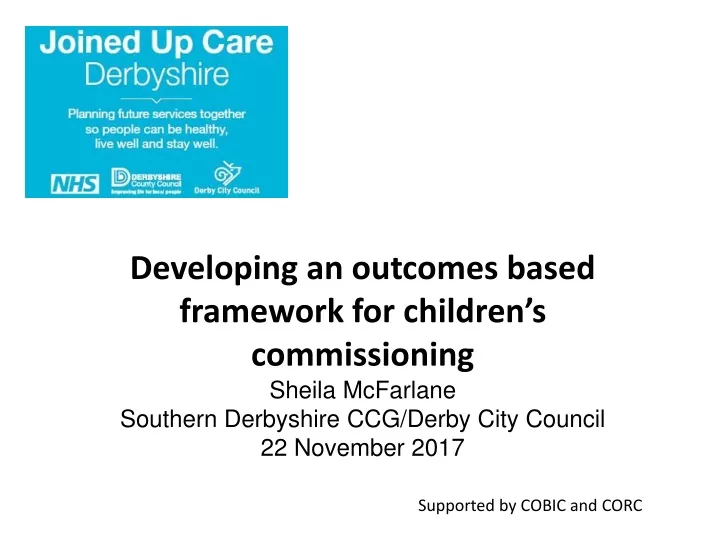 developing an outcomes based framework