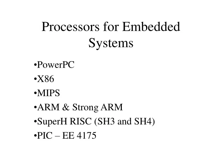 processors for embedded systems