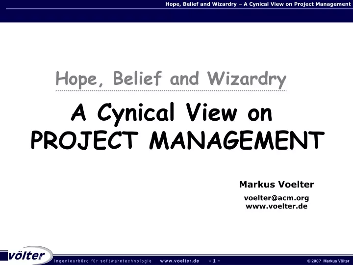 a cynical view on project management