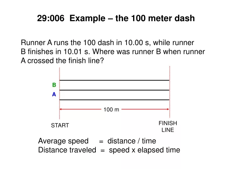 29 006 example the 100 meter dash