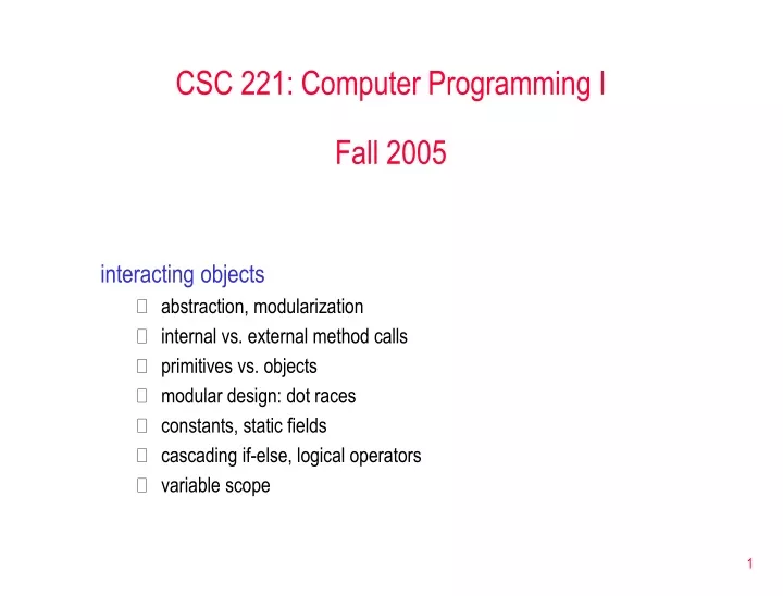 interacting objects abstraction modularization