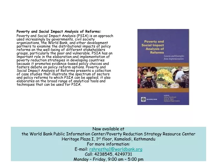 poverty and social impact analysis of reforms