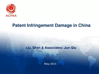 Patent Infringement Damage in China