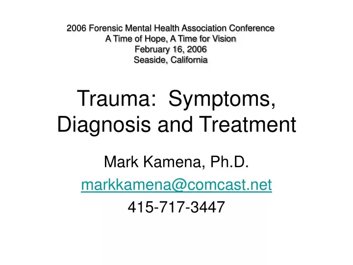 trauma symptoms diagnosis and treatment