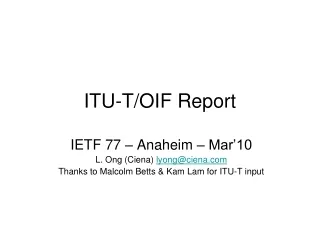 ITU-T/OIF Report