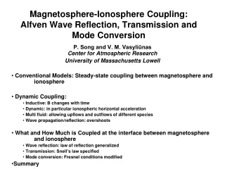 Magnetosphere-Ionosphere Coupling: Alfven Wave Reflection, Transmission and Mode Conversion