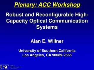 Plenary: ACC Workshop
