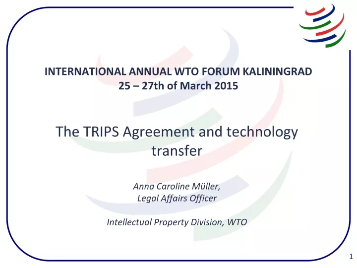 international annual wto forum kaliningrad 25 27th of march 2015