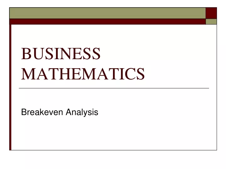 business mathematics ppt presentation