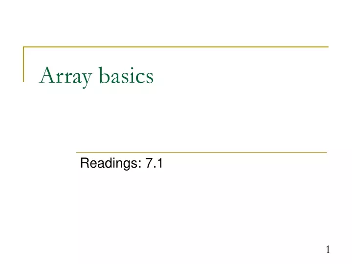 array basics