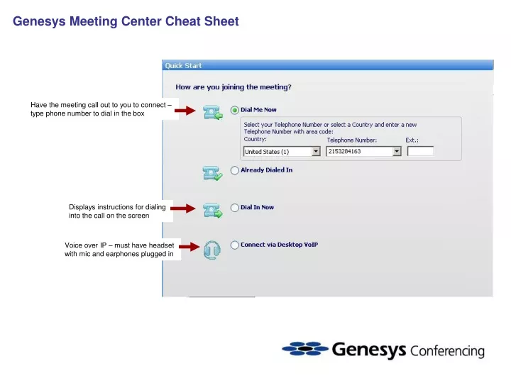 genesys meeting center cheat sheet