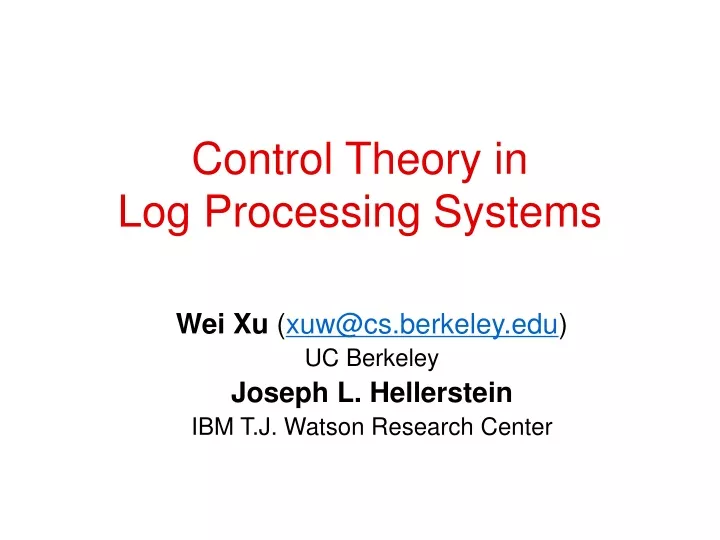 control theory in log processing systems