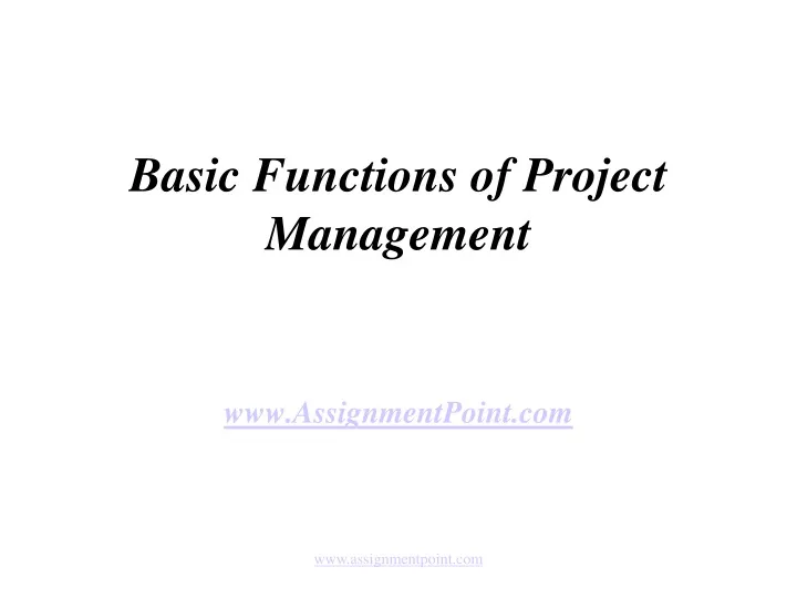 basic functions of project management