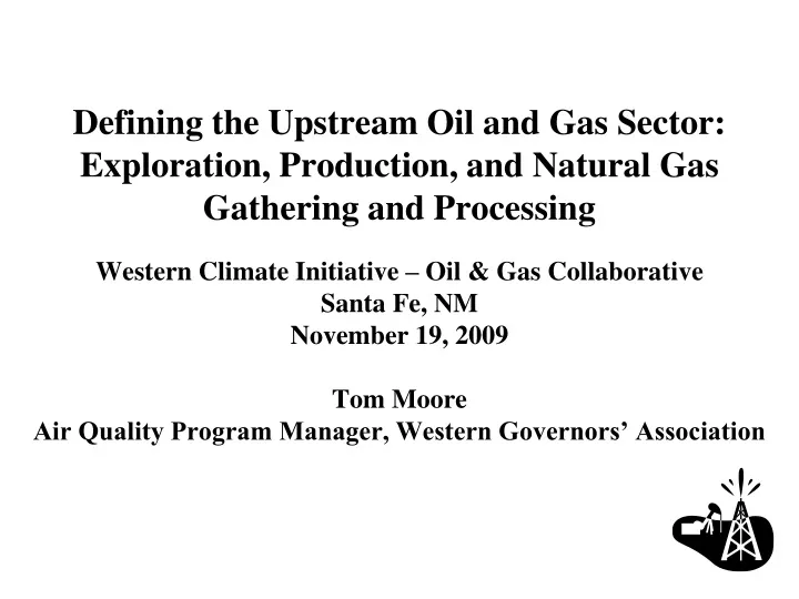 defining the upstream oil and gas sector