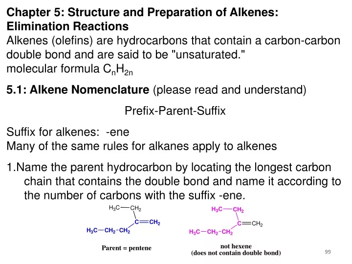 chapter 5 structure and preparation of alkenes