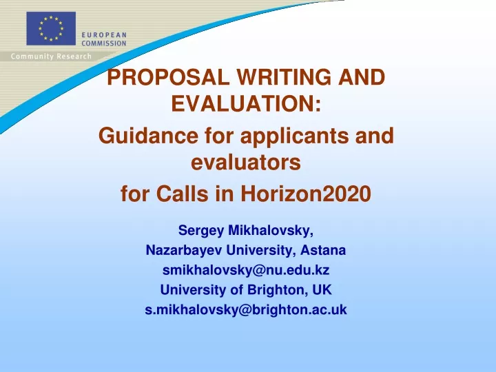 proposal writing and evaluation guidance