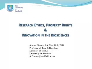 Research Ethics, Property Rights  &amp;  Innovation in the Biosciences