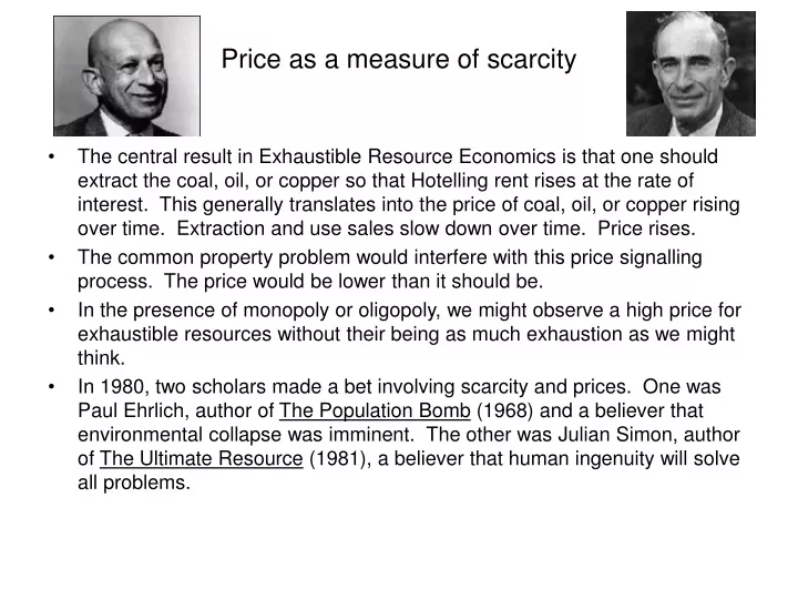price as a measure of scarcity