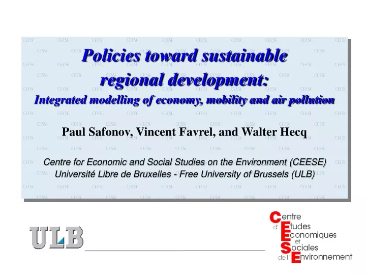 policies toward sustainable regional development
