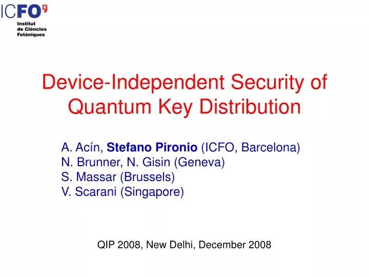 device independent security of quantum