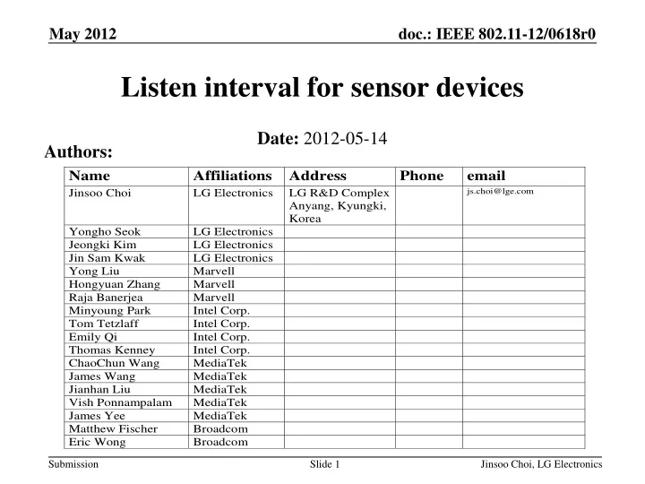 listen interval for sensor devices