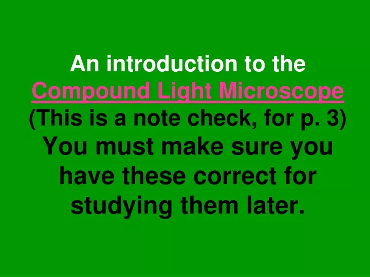 an introduction to the compound light microscope