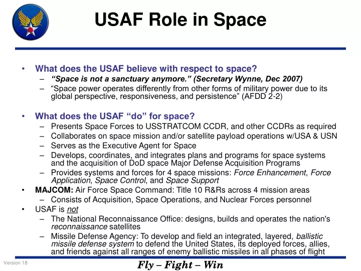 usaf role in space