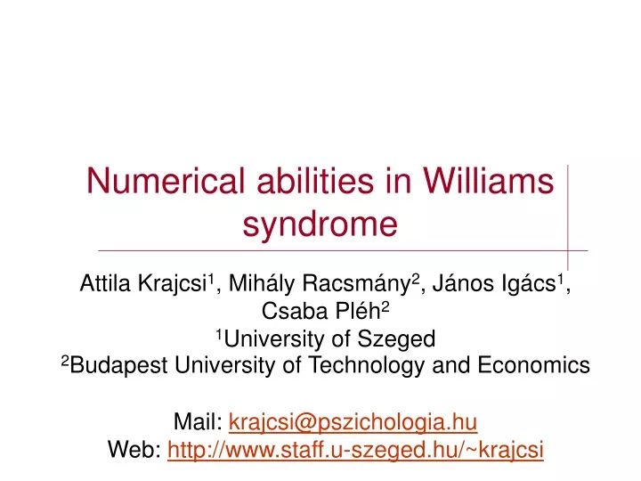 numerical abilities in williams syndrome