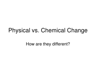 Physical vs. Chemical Change
